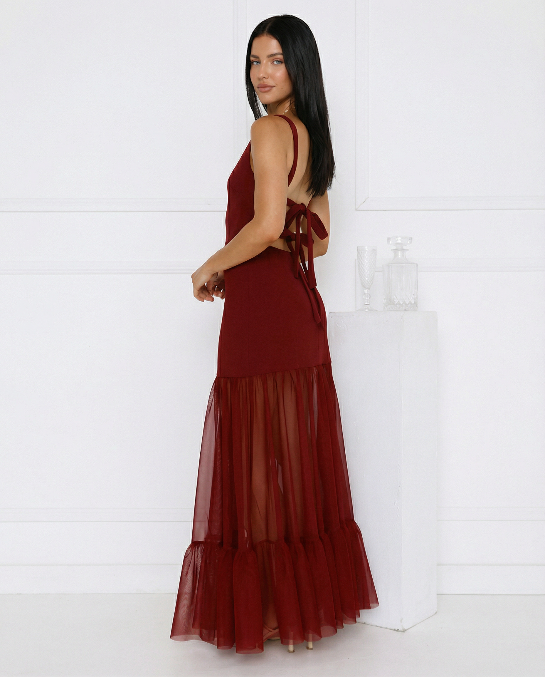 Alice | Maxi Dress with Sheer Panel Skirt