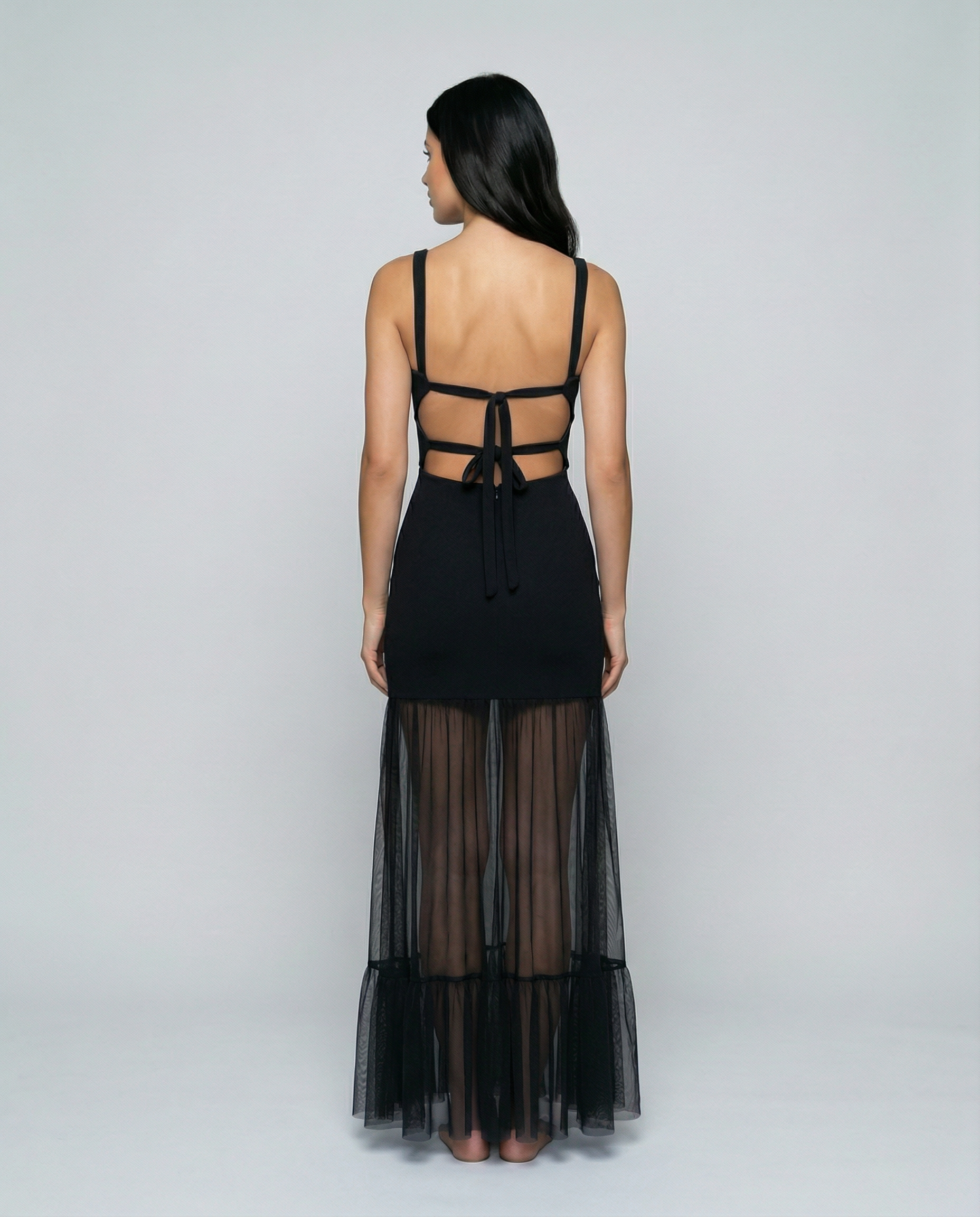 Alice | Maxi Dress with Sheer Panel Skirt