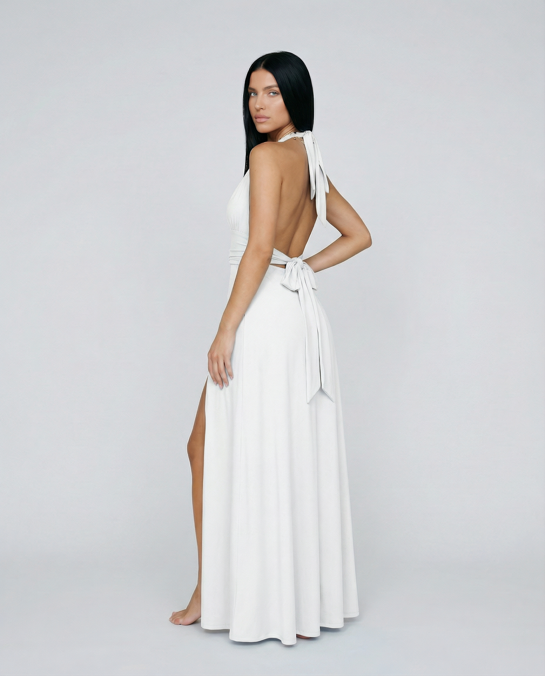 Cassie | Halter Neck High Slit Maxi Dress