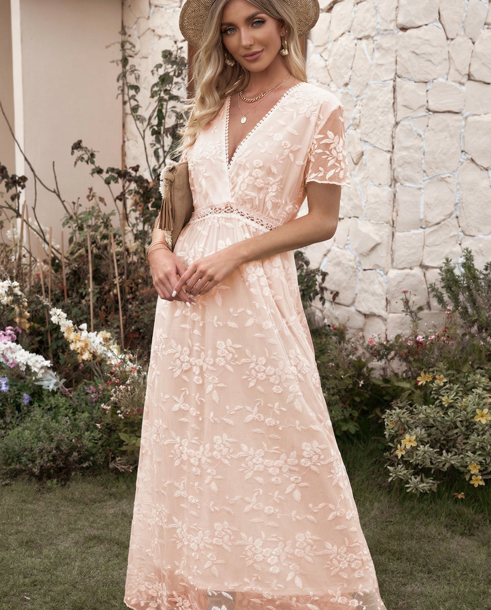 Tanya | Boho Floral Lace Maxi Dress