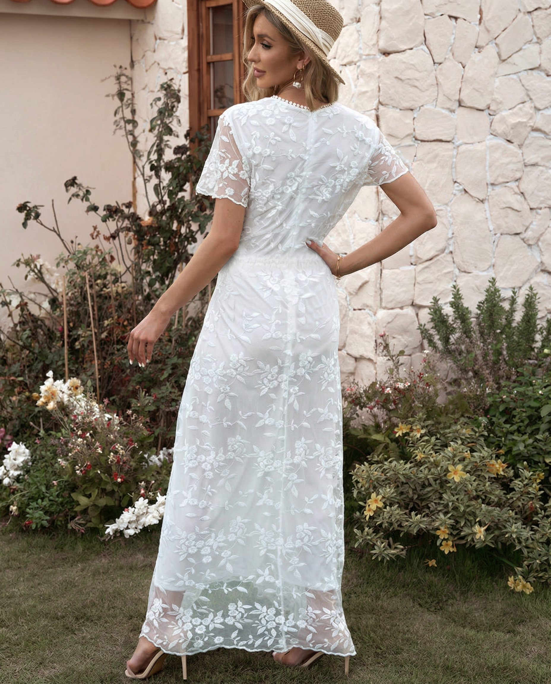 Tanya | Boho Floral Lace Maxi Dress