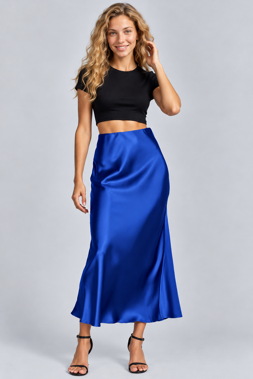 Sorrel | Satin-Look Midi Swing Skirt