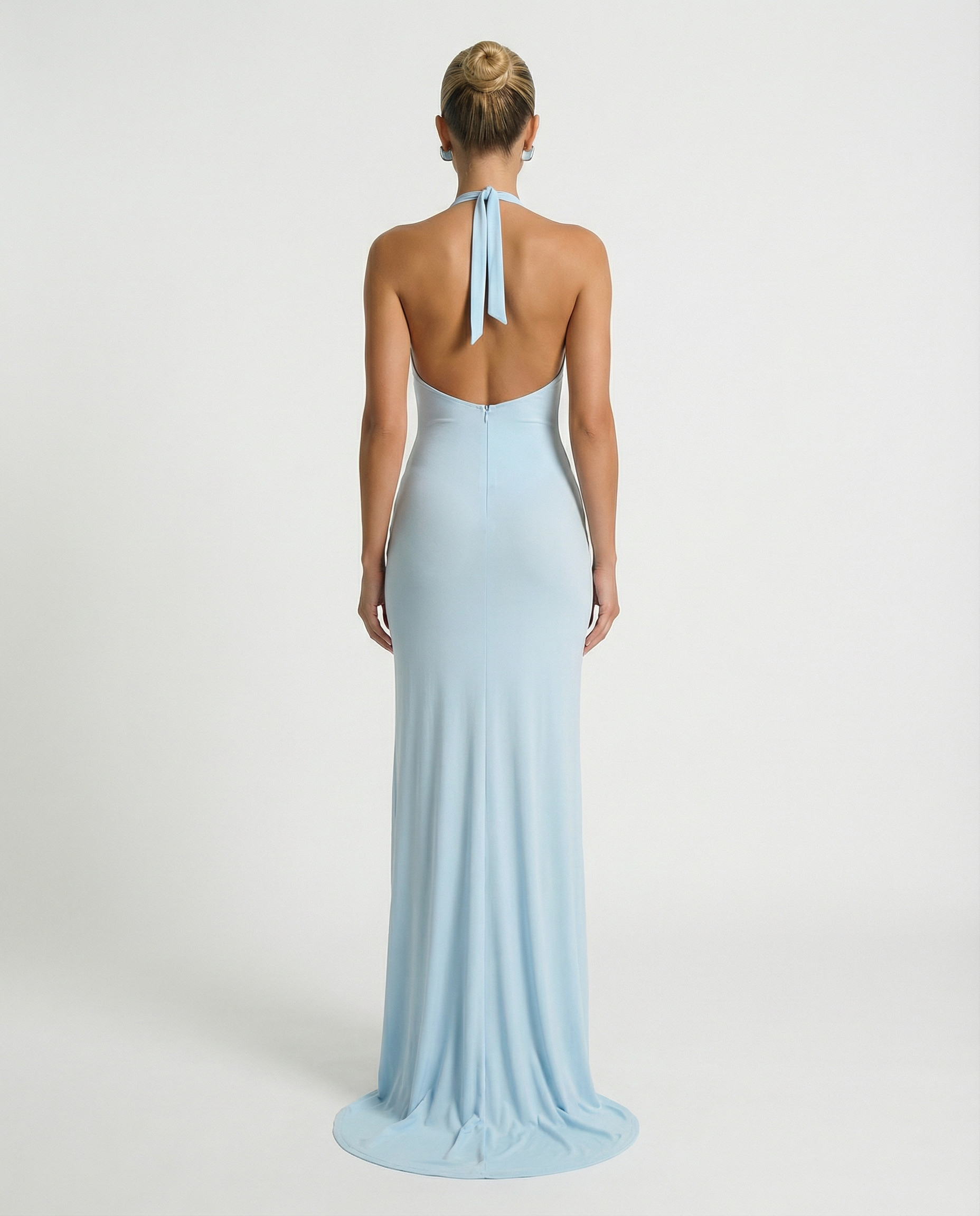 Mae | Maxi Dress with Floral Appliqué Halter Neck