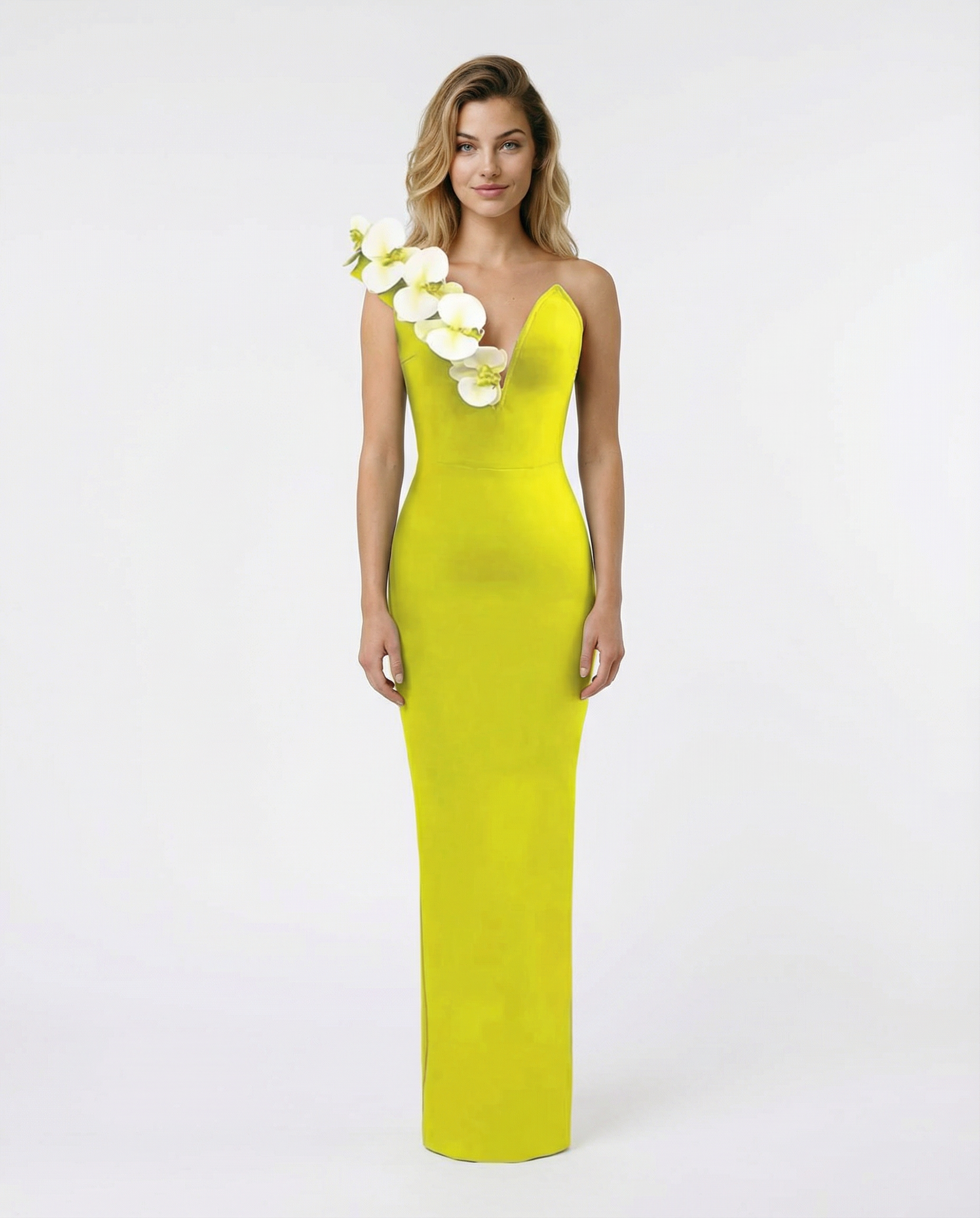 Carol | One Shoulder Maxi Dress with Floral Detail