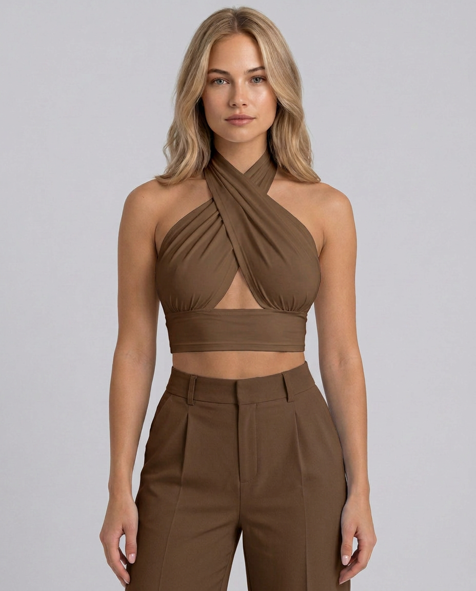Elin | Backless Halter Crop Top
