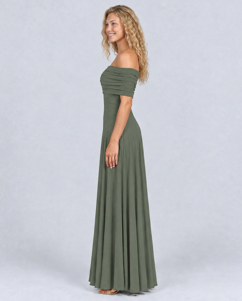 Everly | Off-Shoulder Draped Flowing Maxi Dress