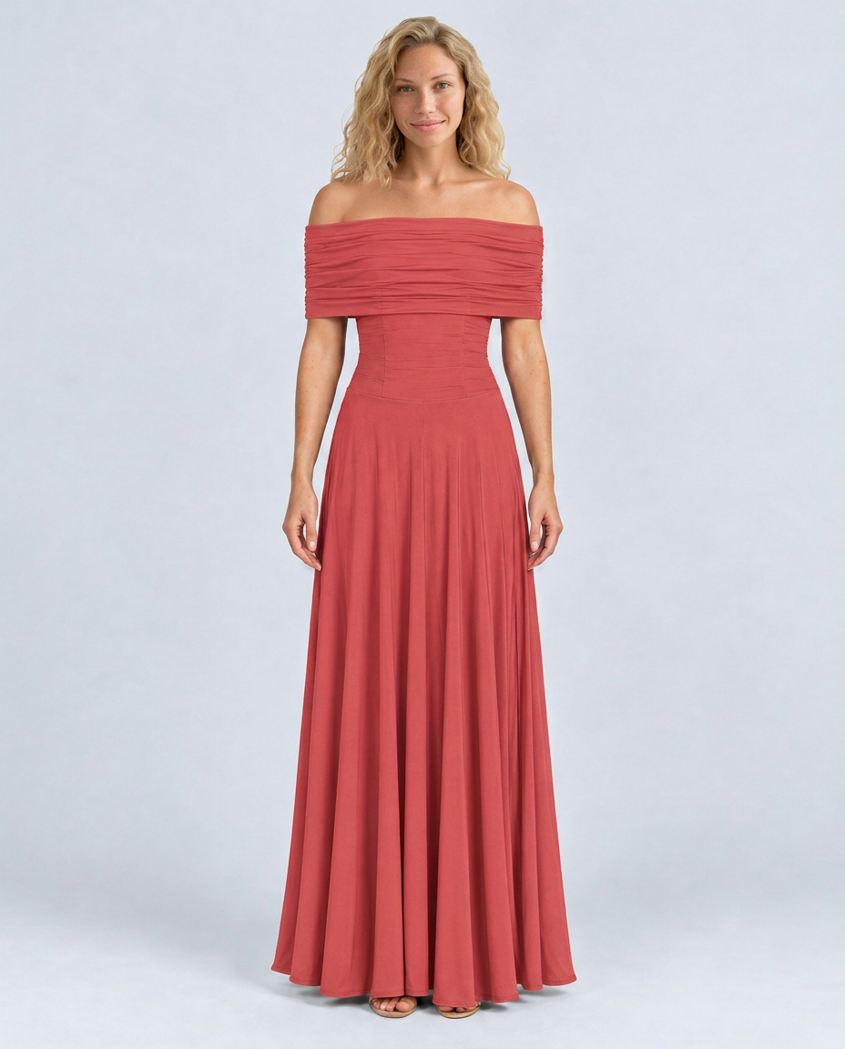 Everly | Off-Shoulder Draped Flowing Maxi Dress