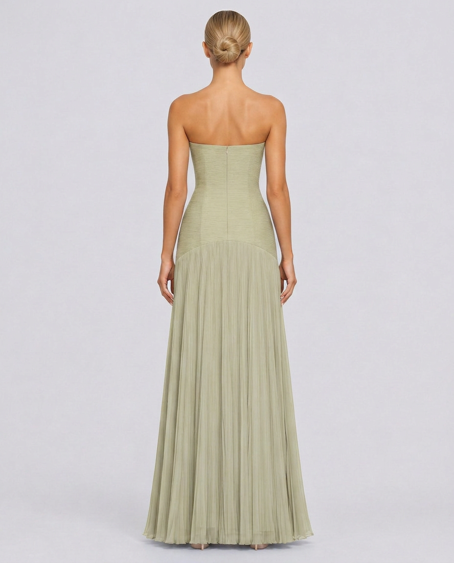 Nadia | Off-Shoulder Pleated Maxi Dress