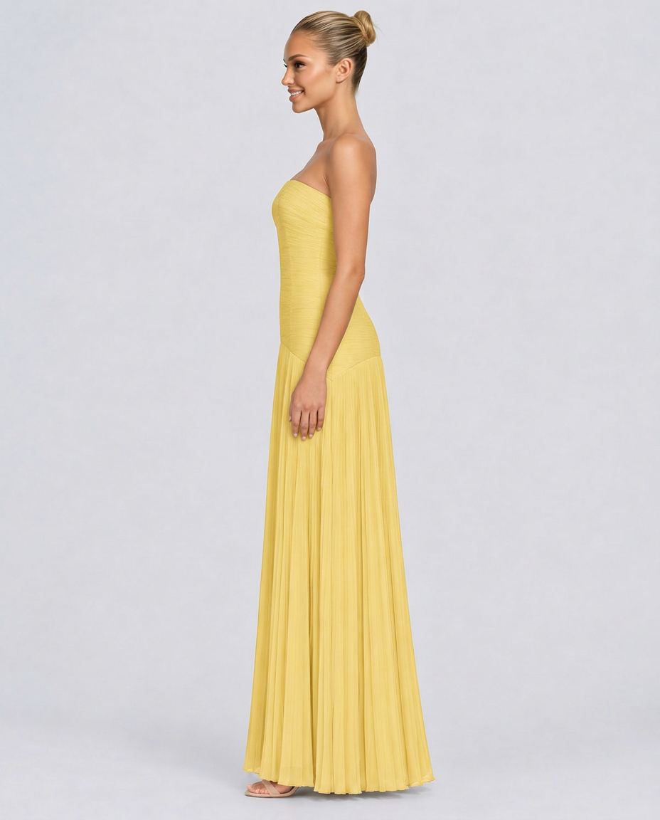Nadia | Off-Shoulder Pleated Maxi Dress