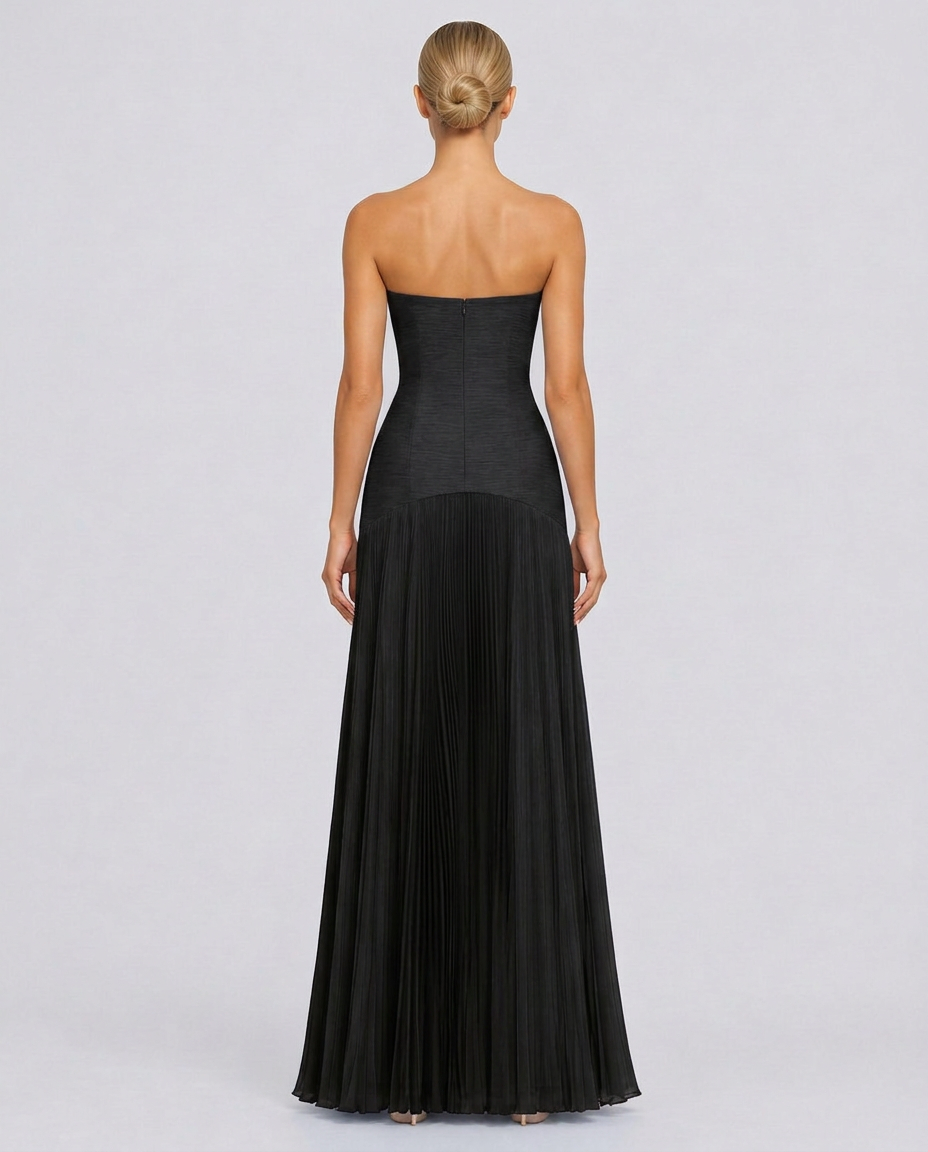 Nadia | Off-Shoulder Pleated Maxi Dress