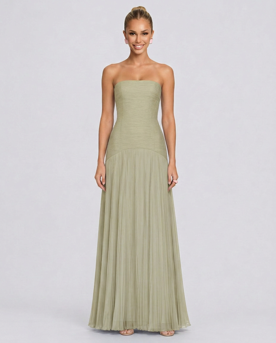 Nadia | Off-Shoulder Pleated Maxi Dress