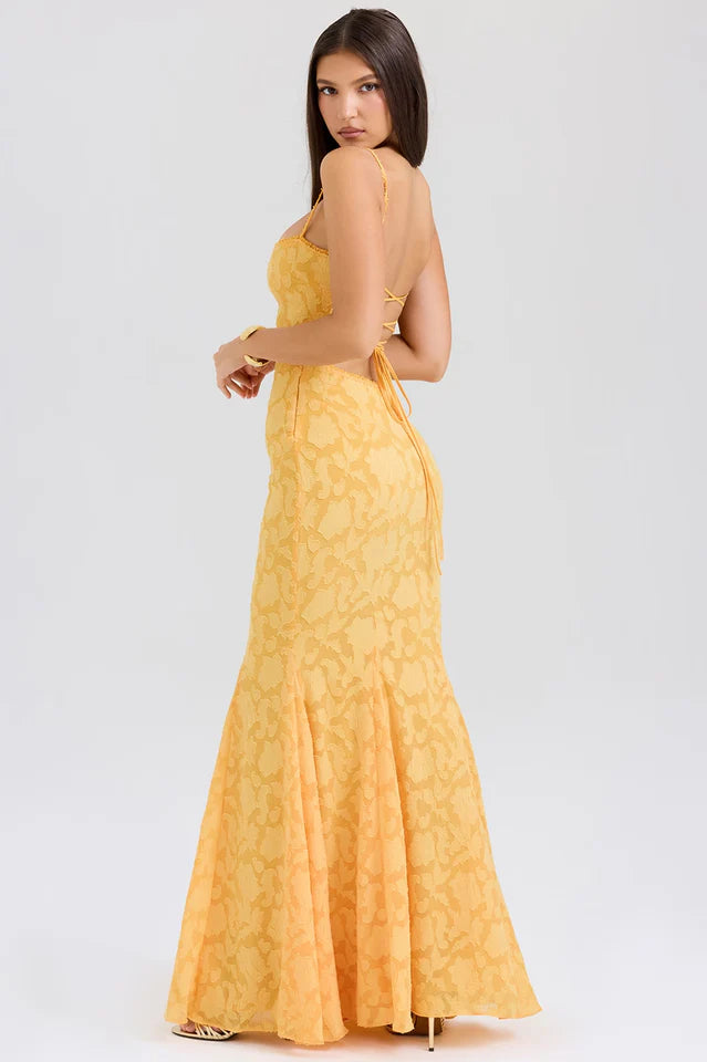 Maura | Maxi Dress with Lace-Up Back and Fitted Silhouette