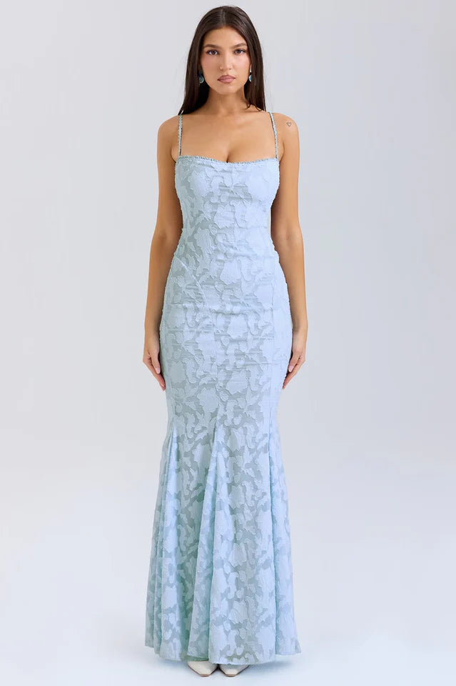 Maura | Maxi Dress with Lace-Up Back and Fitted Silhouette