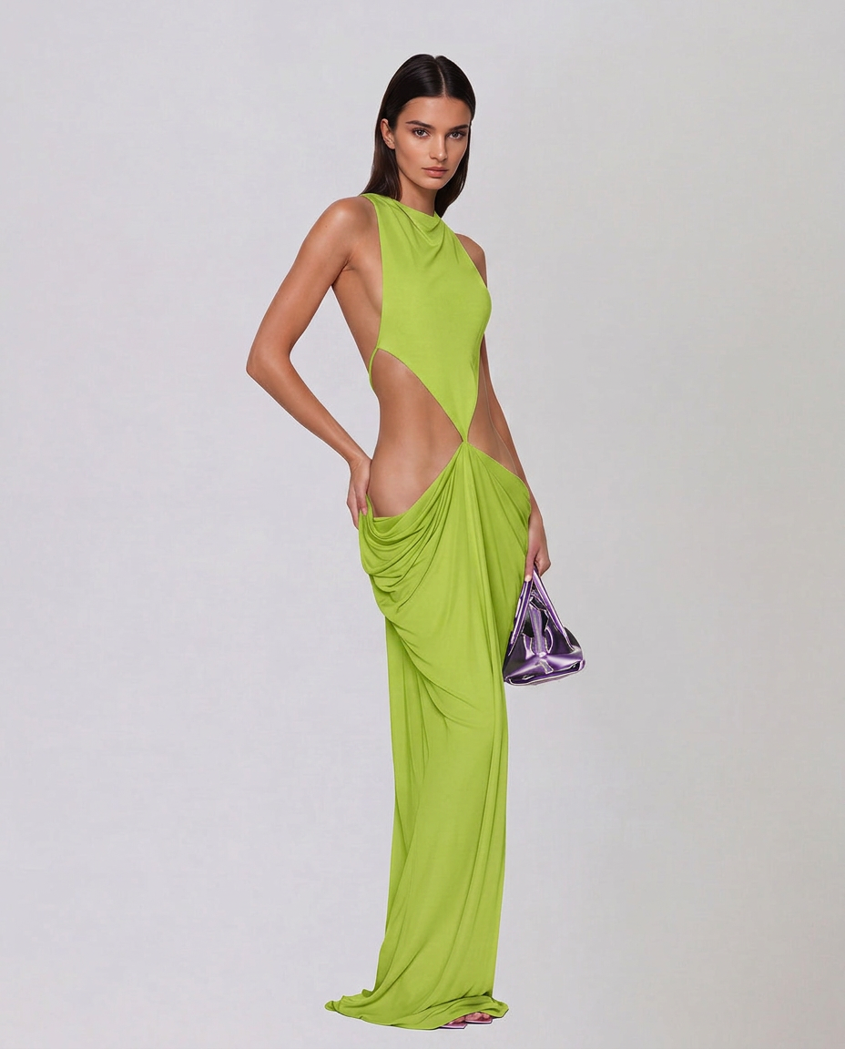 Orla | Backless Cutout Draped Maxi Dress