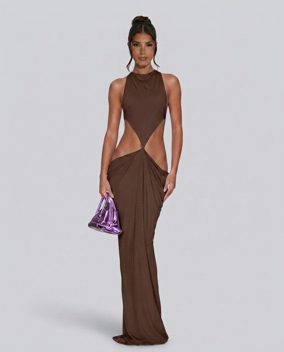 Orla | Backless Cutout Draped Maxi Dress