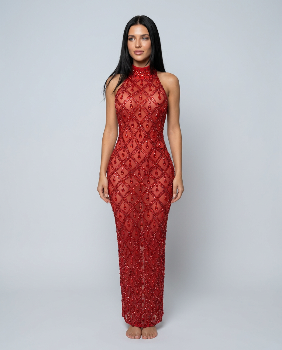 Clara | Crystal Embellished Sequin Maxi Dress