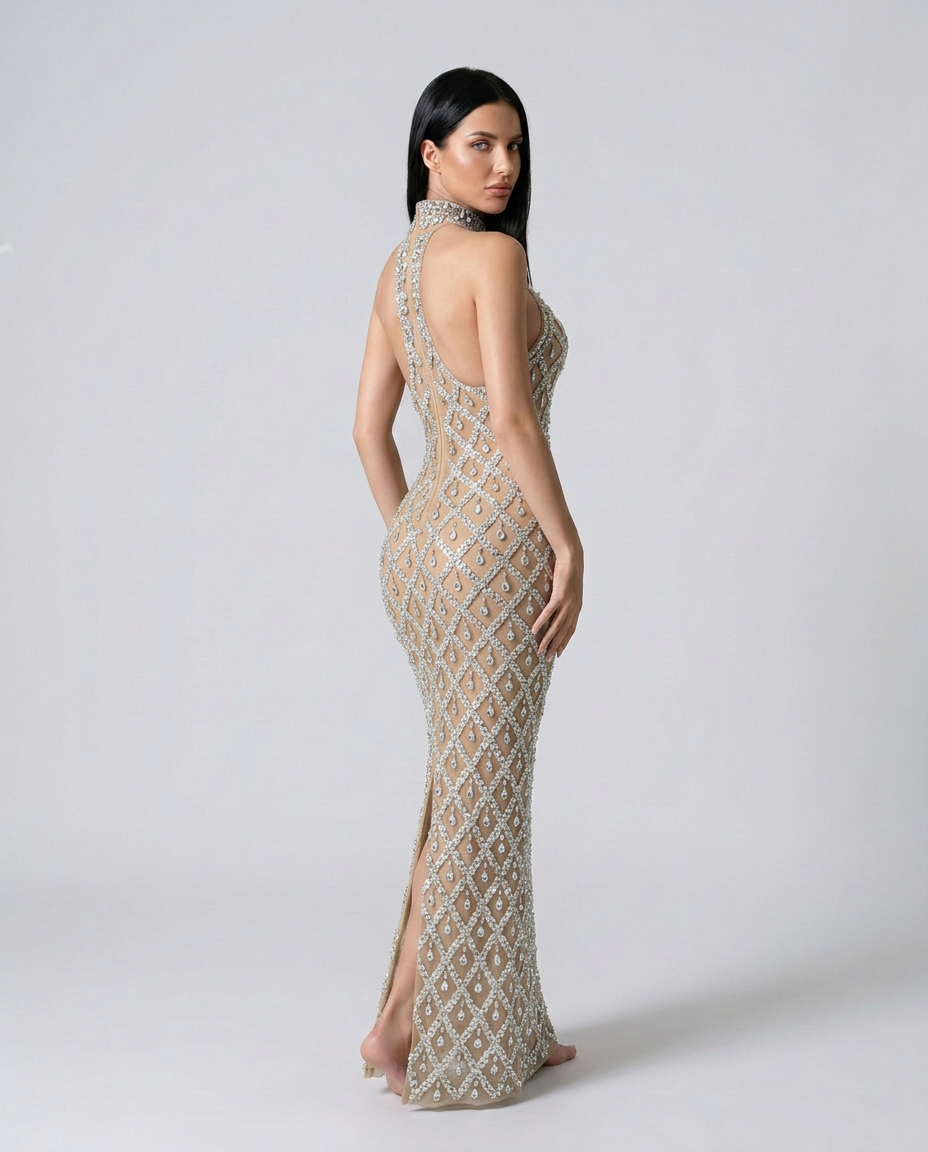 Clara | Crystal Embellished Sequin Maxi Dress