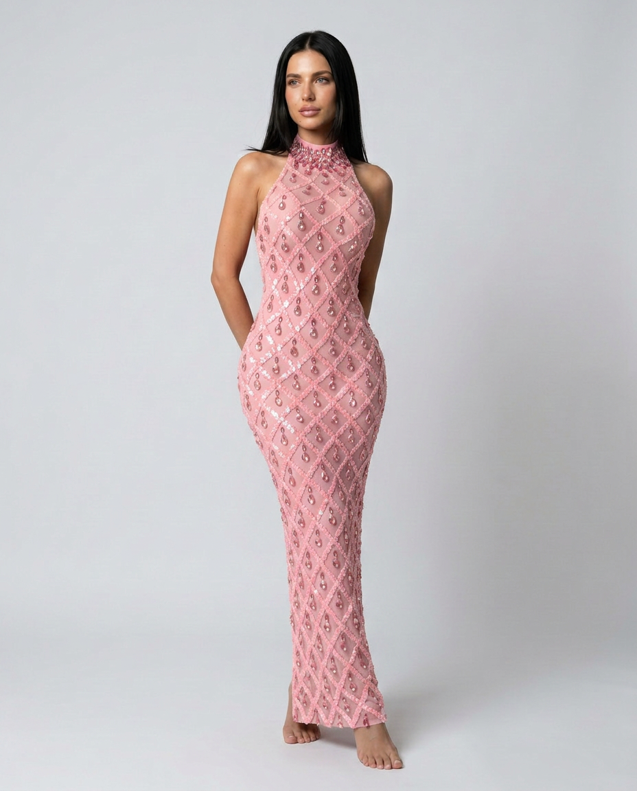 Clara | Crystal Embellished Sequin Maxi Dress