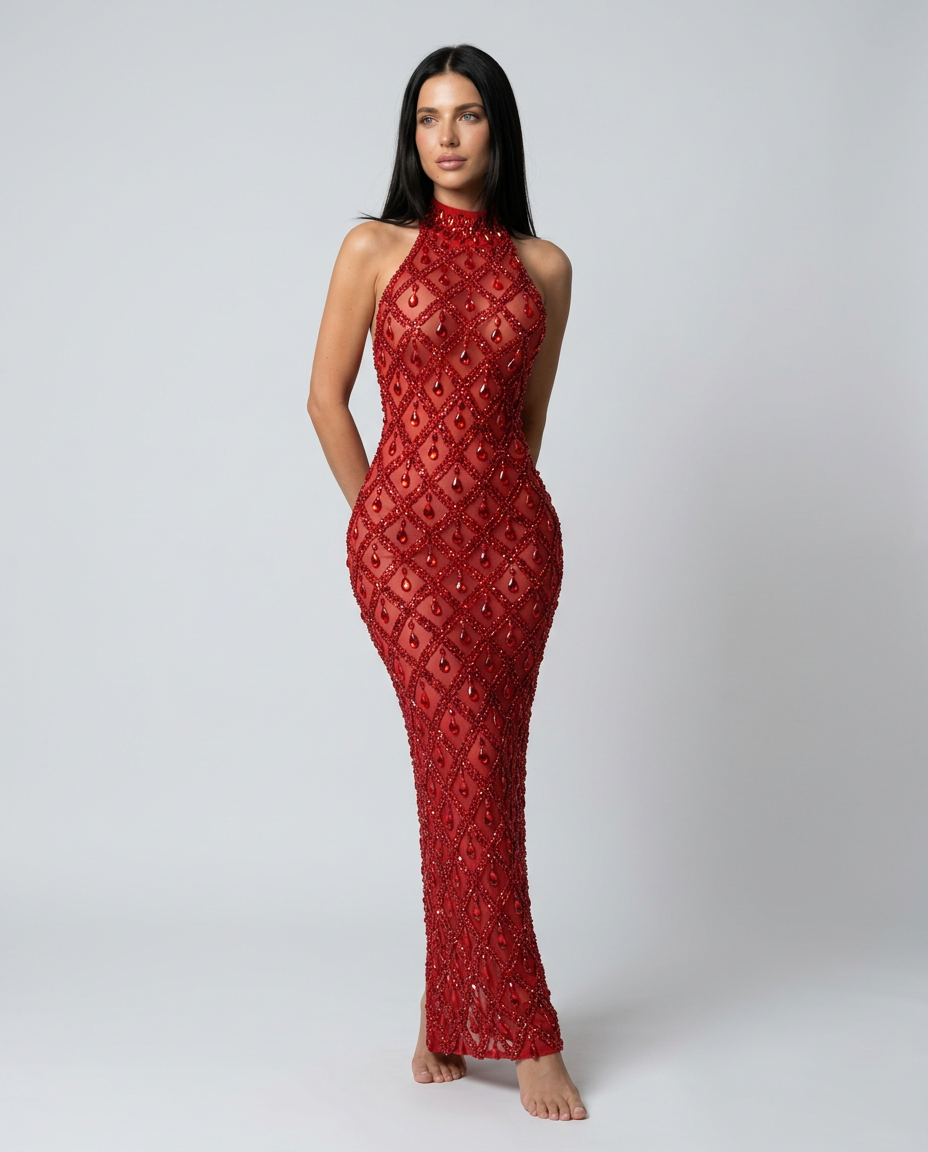 Clara | Crystal Embellished Sequin Maxi Dress
