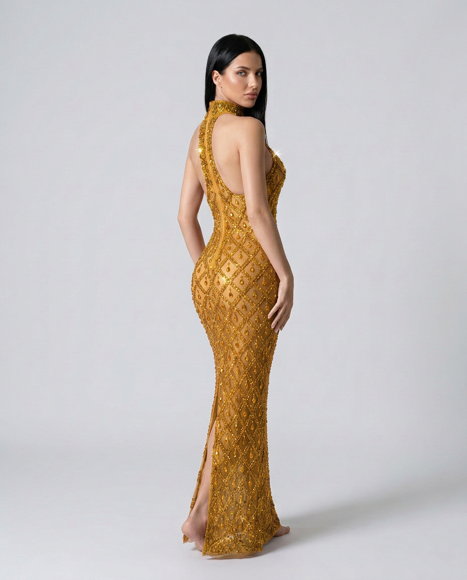 Clara | Crystal Embellished Sequin Maxi Dress