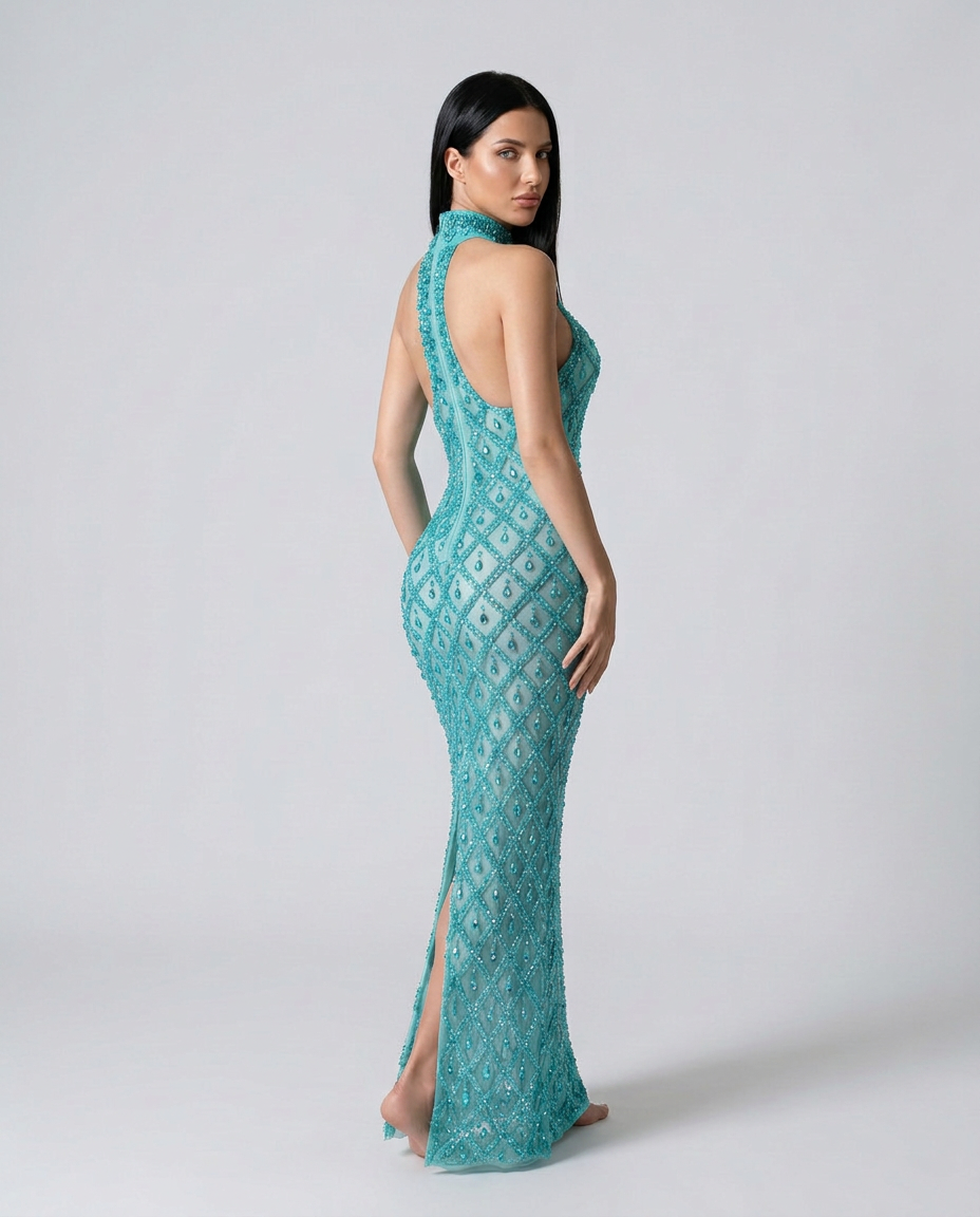 Clara | Crystal Embellished Sequin Maxi Dress