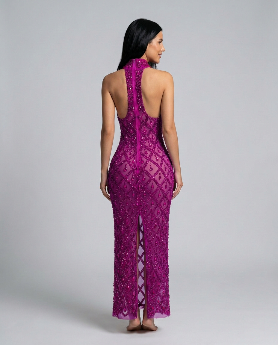 Clara | Crystal Embellished Sequin Maxi Dress