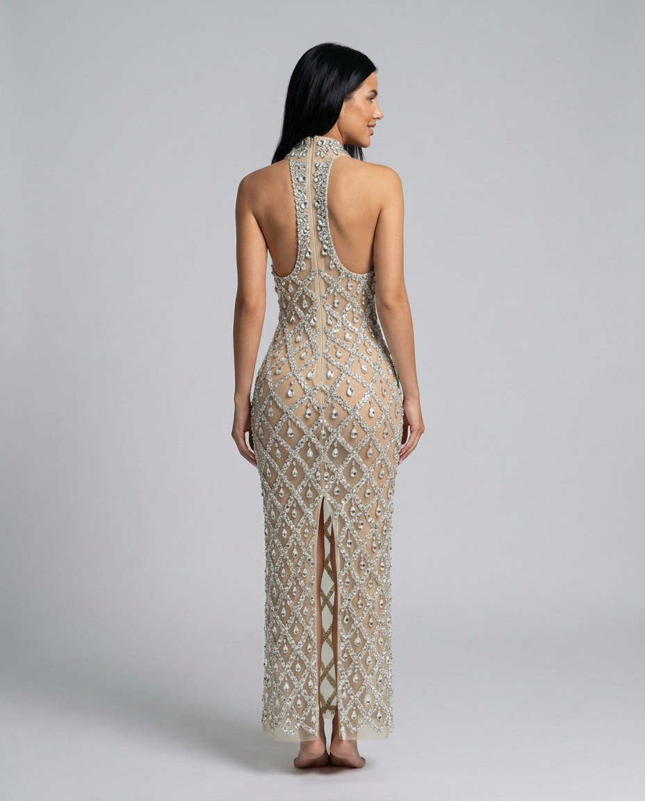 Clara | Crystal Embellished Sequin Maxi Dress