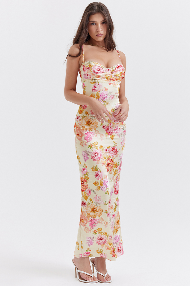 Josefina | Floral Lace Trim Maxi Dress