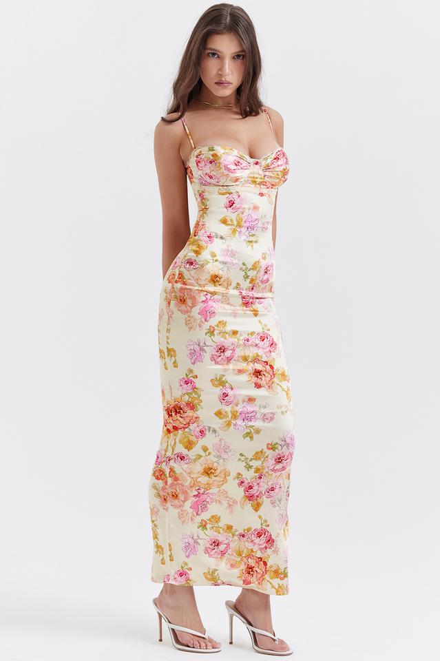 Josefina | Floral Lace Trim Maxi Dress