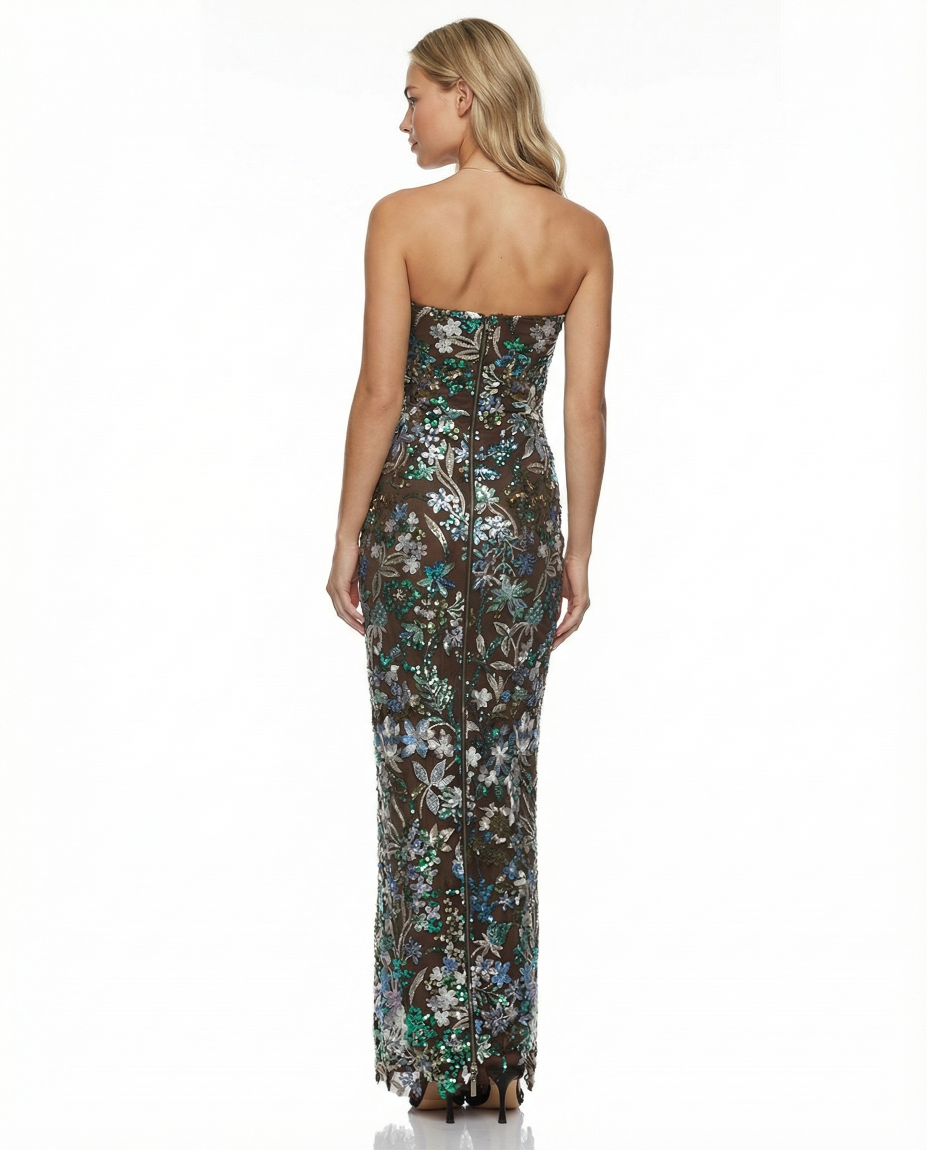 Mindy | Strapless Floral Sequin Maxi Dress