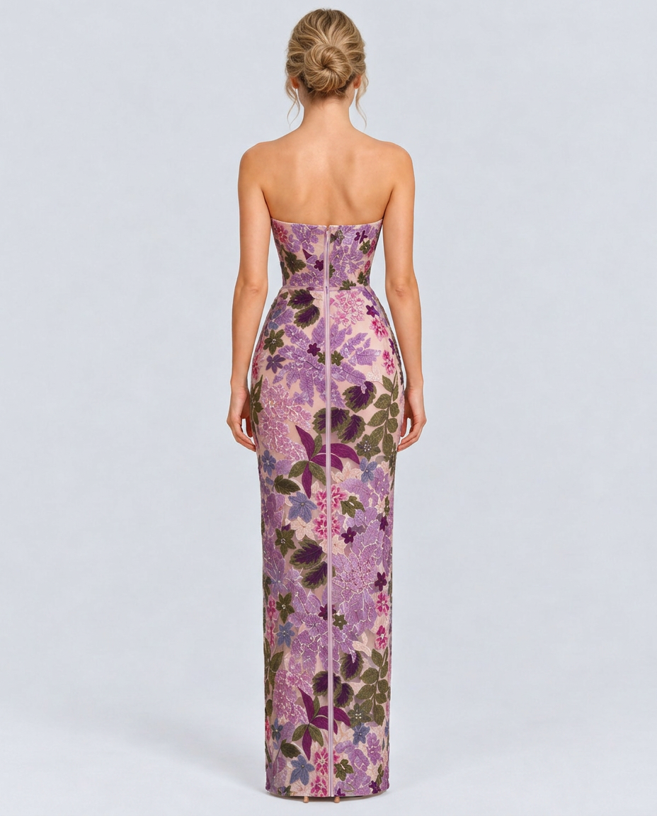 Mindy | Strapless Floral Sequin Maxi Dress