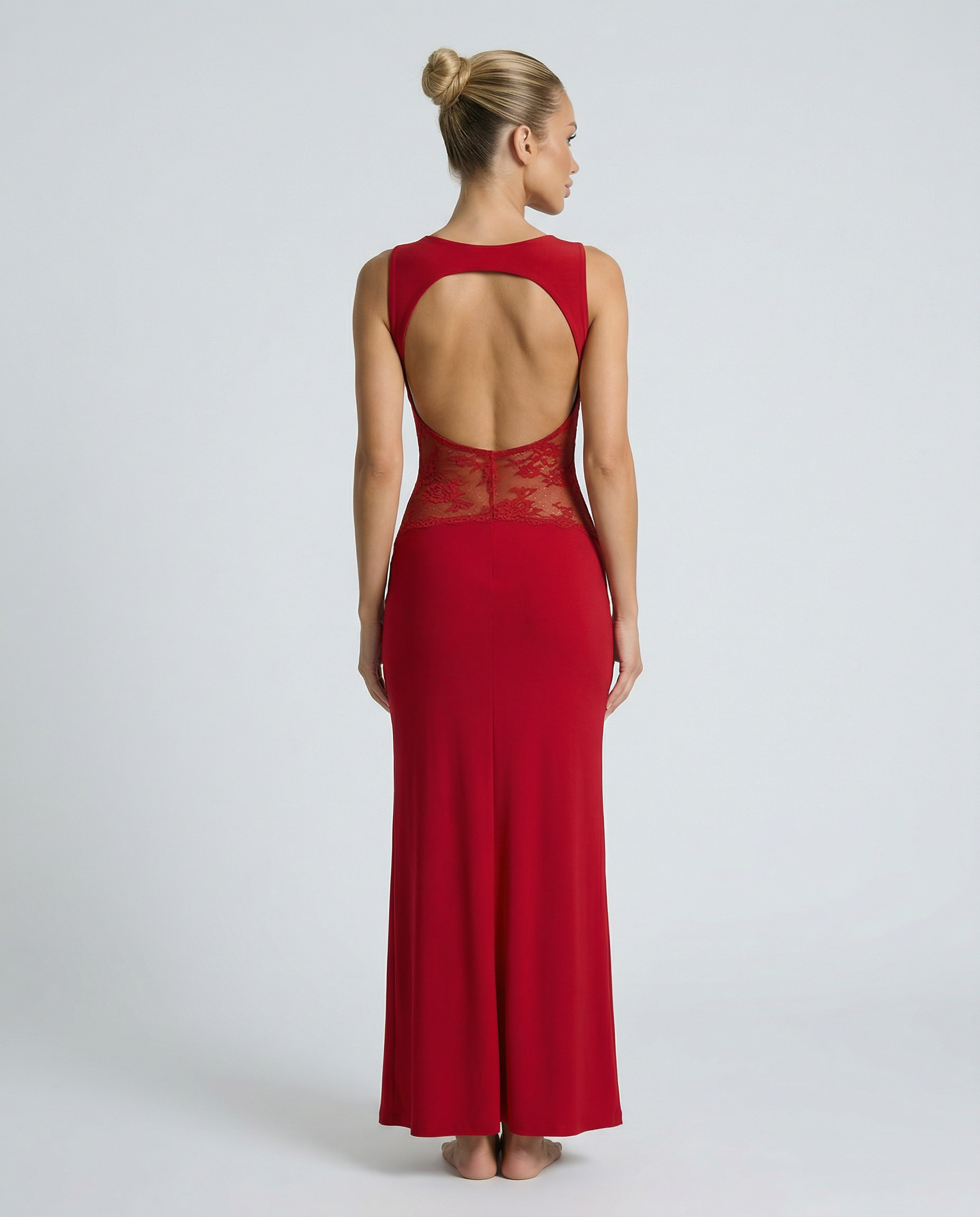 Traci | Lace Maxi Dress with Sheer Waist Panel