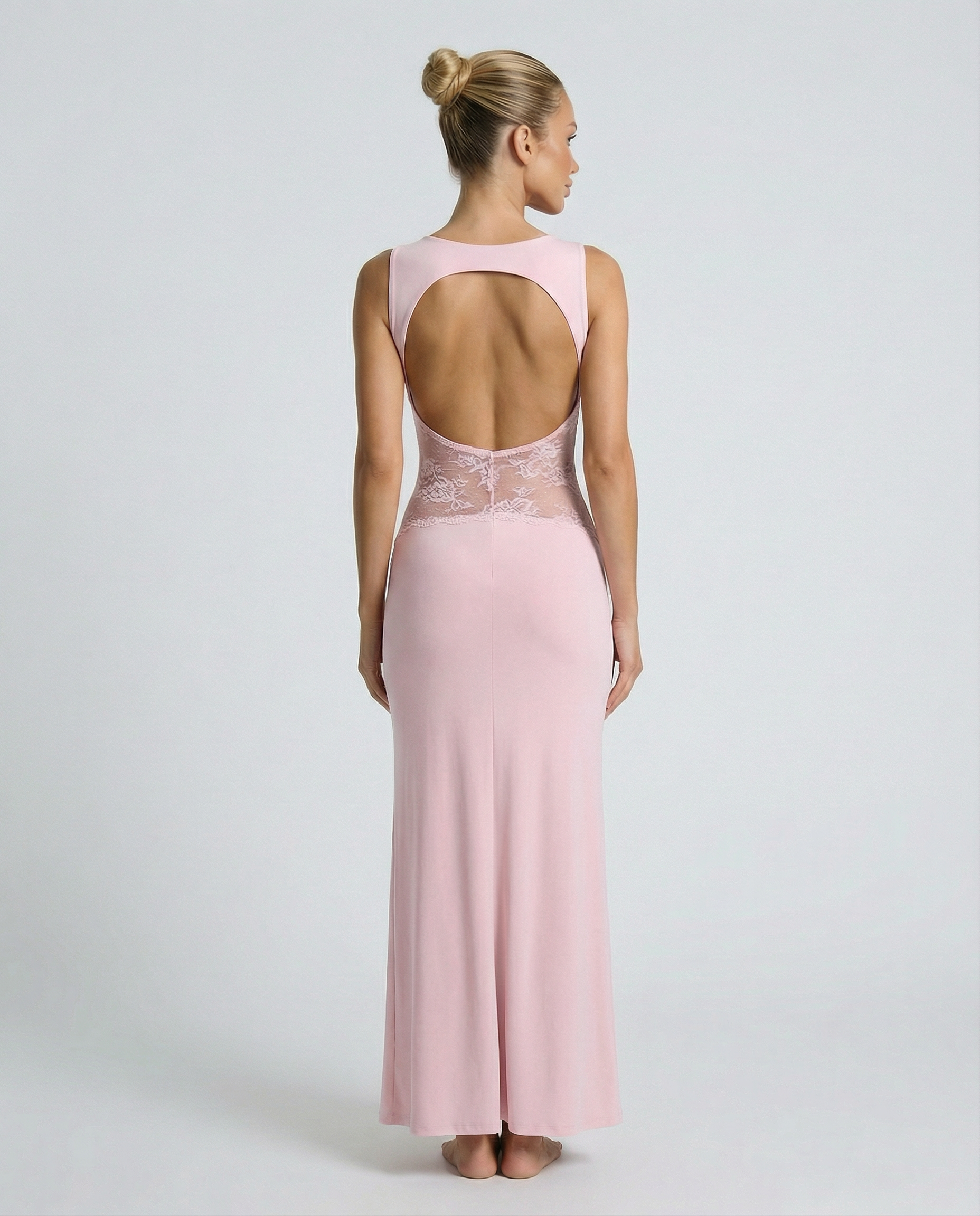 Traci | Lace Maxi Dress with Sheer Waist Panel