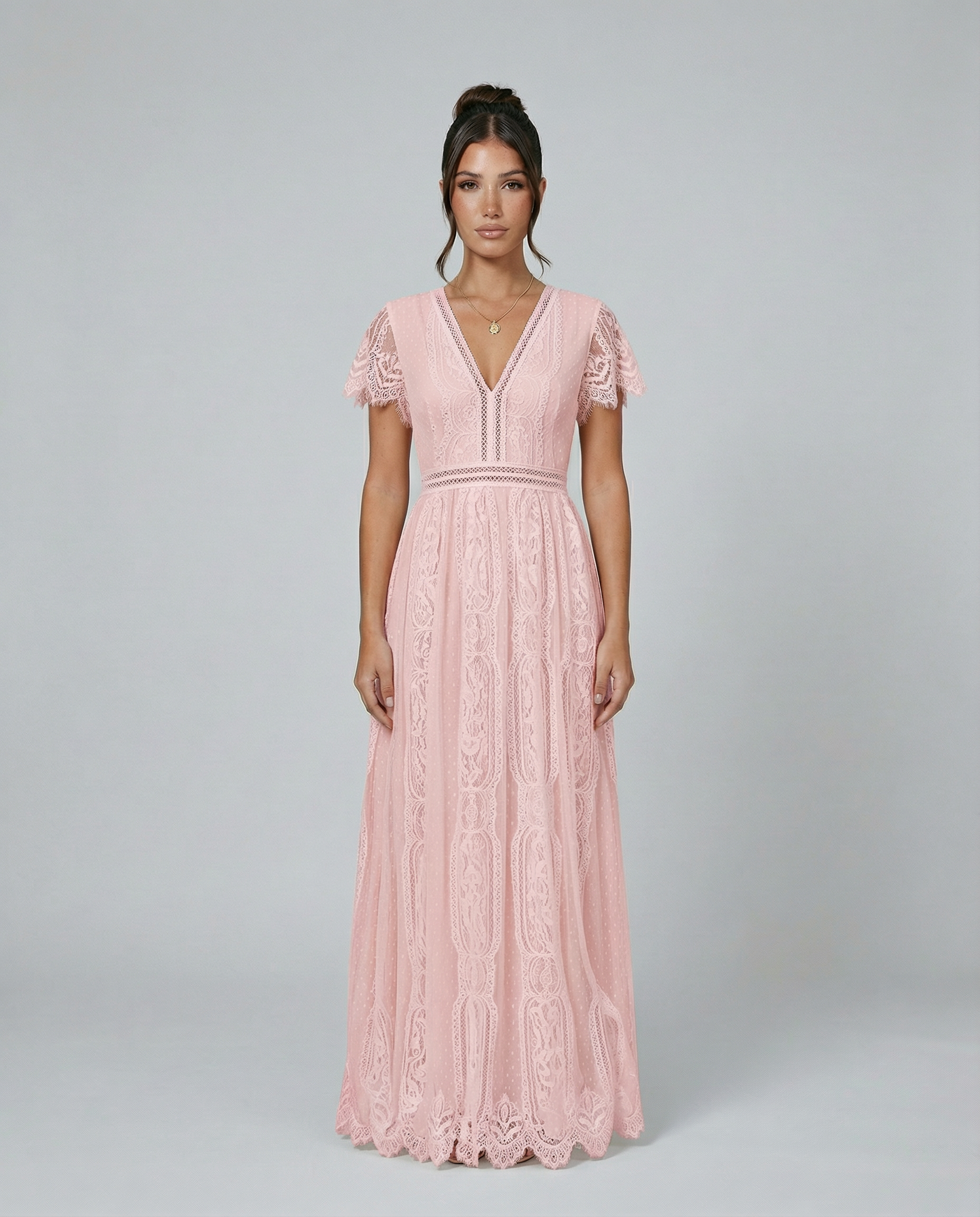 Felicia | Lace V Neck Maxi Dress