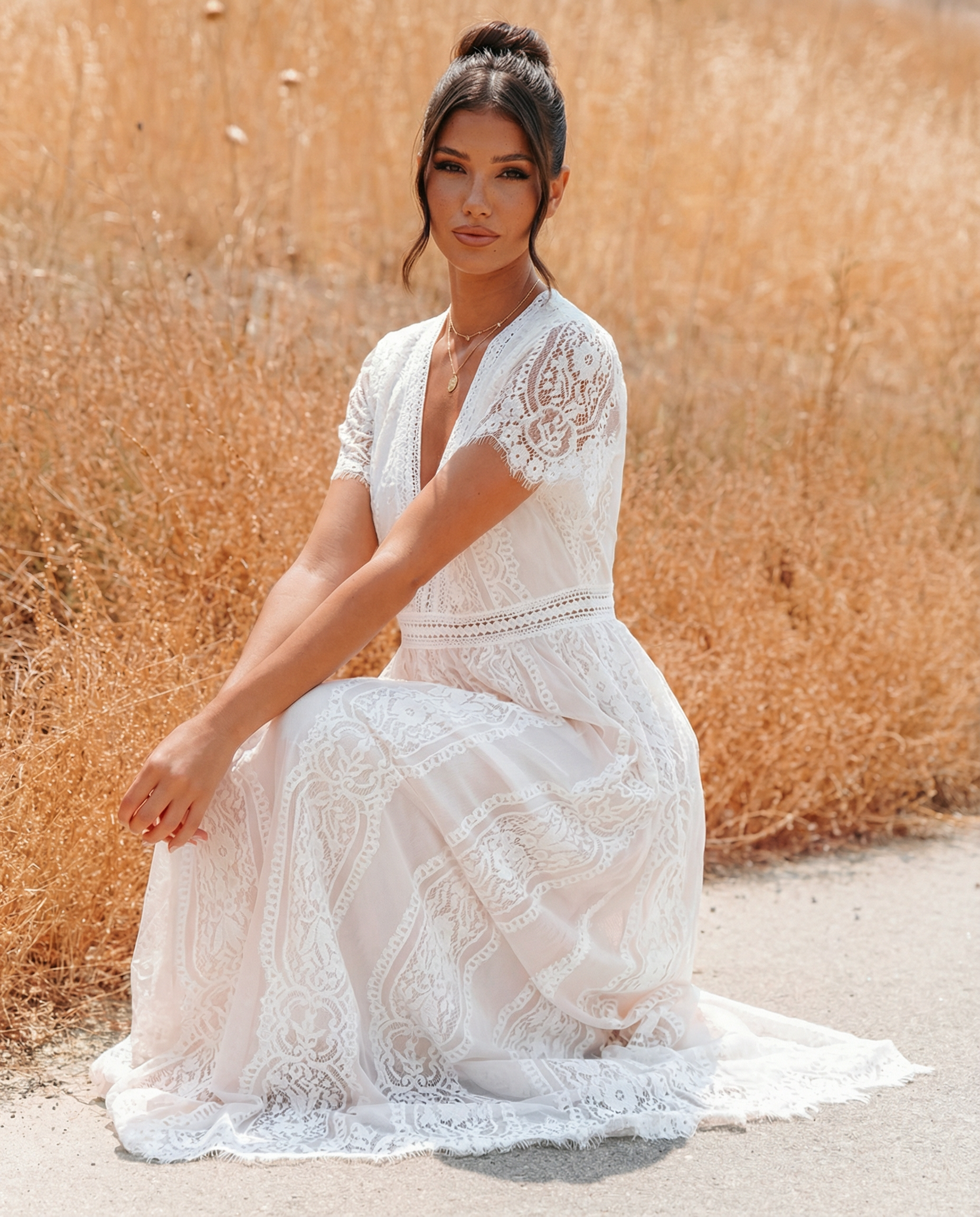 Felicia | Lace V Neck Maxi Dress