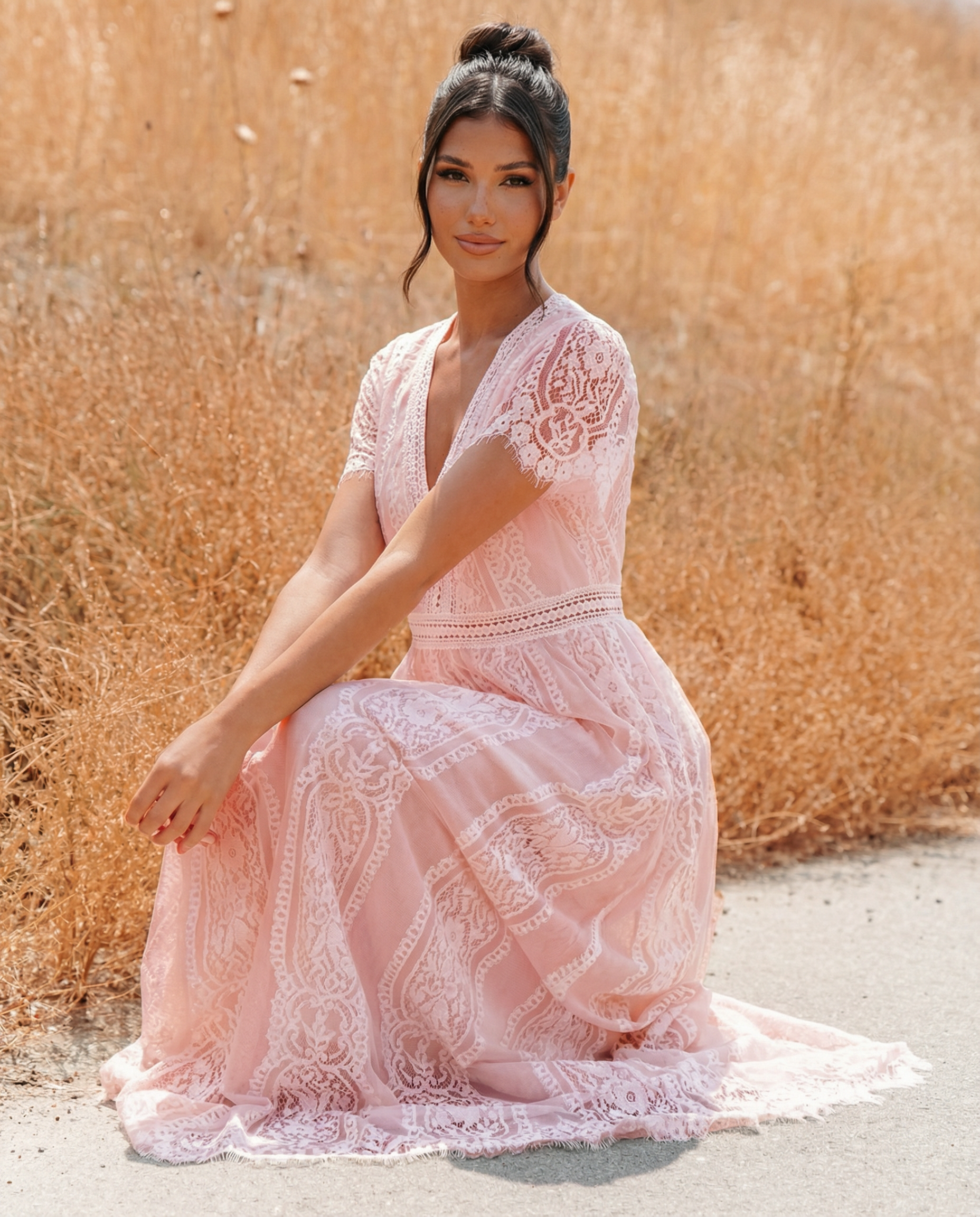 Felicia | Lace V Neck Maxi Dress