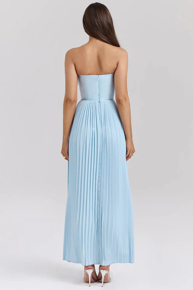 Cindy | Strapless Maxi Dress with Pleated Skirt