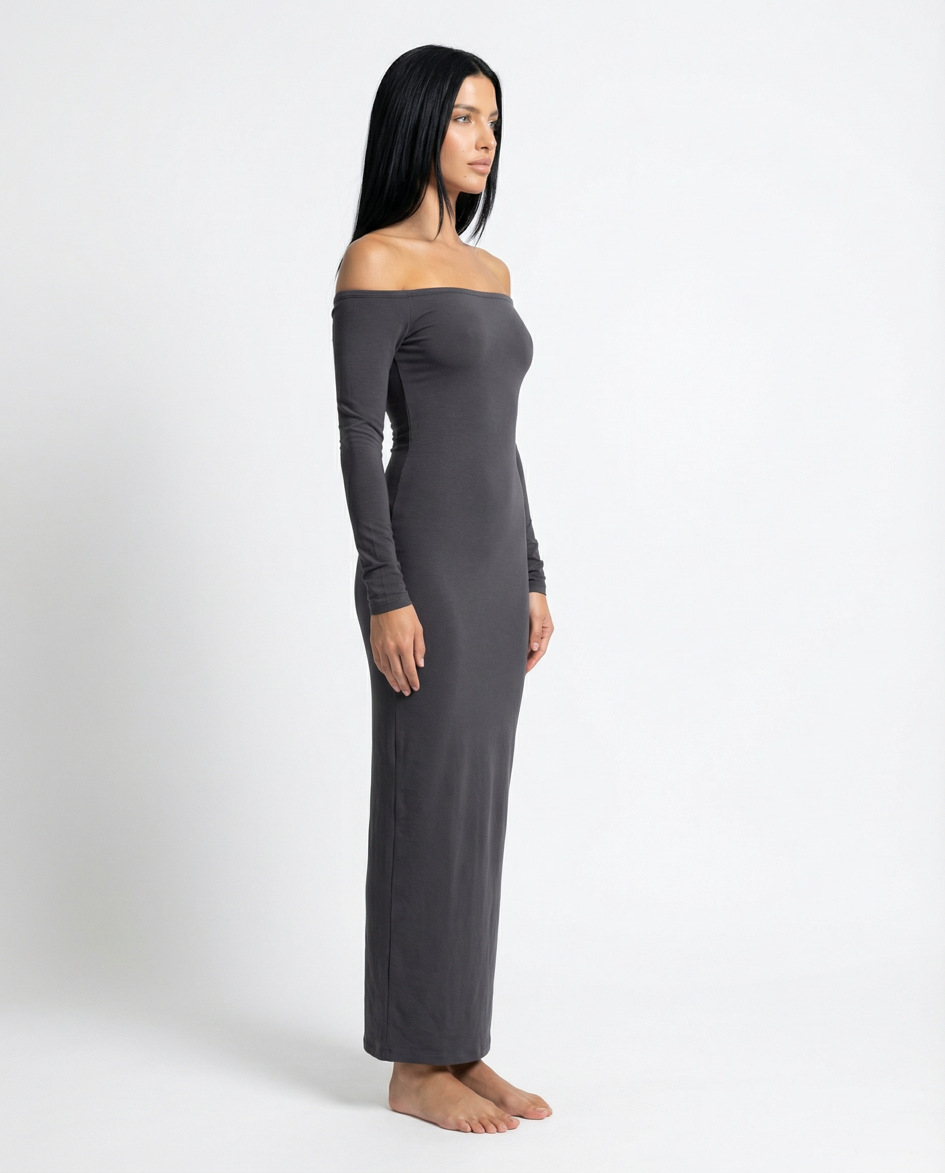 Robbie | Off Shoulder Maxi Dress with Long Sleeves