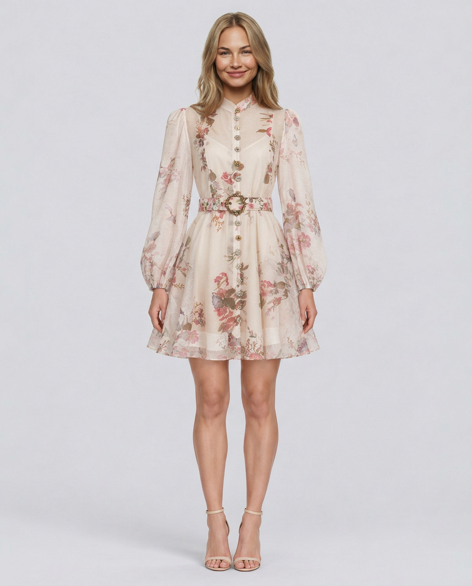 Beatriz | Floral Print Blouson Sleeve Mini Dress
