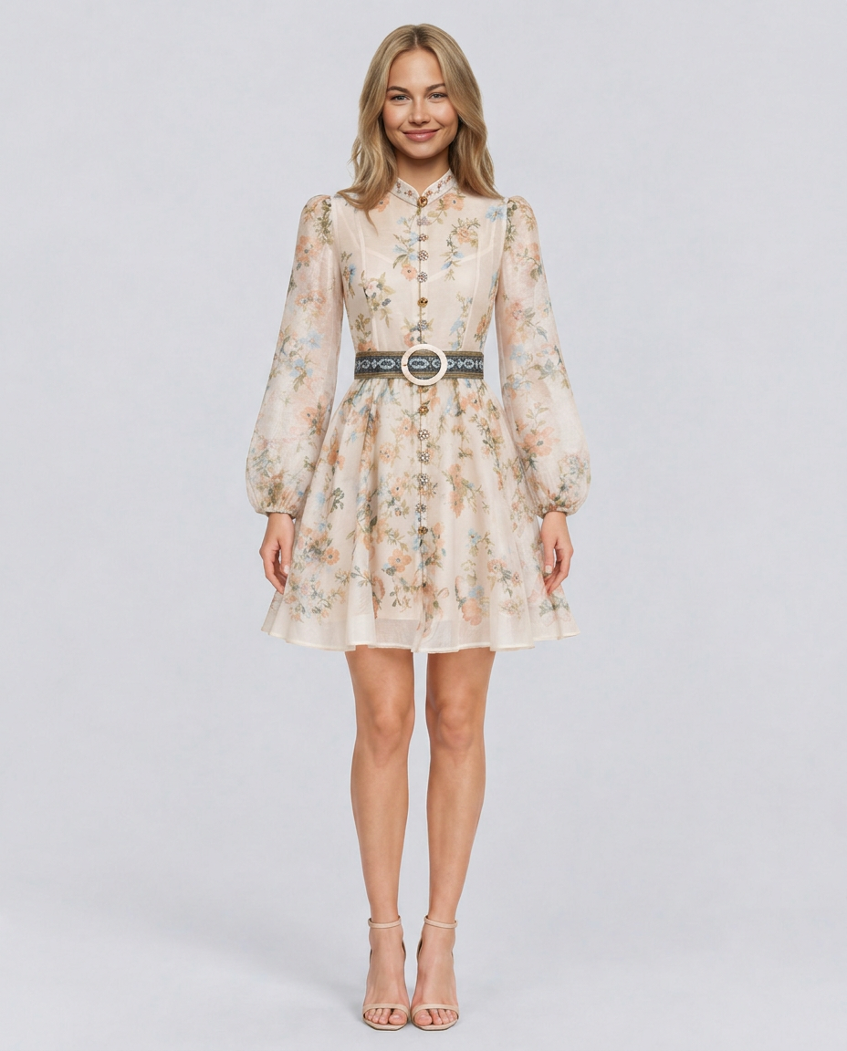 Beatriz | Floral Print Blouson Sleeve Mini Dress