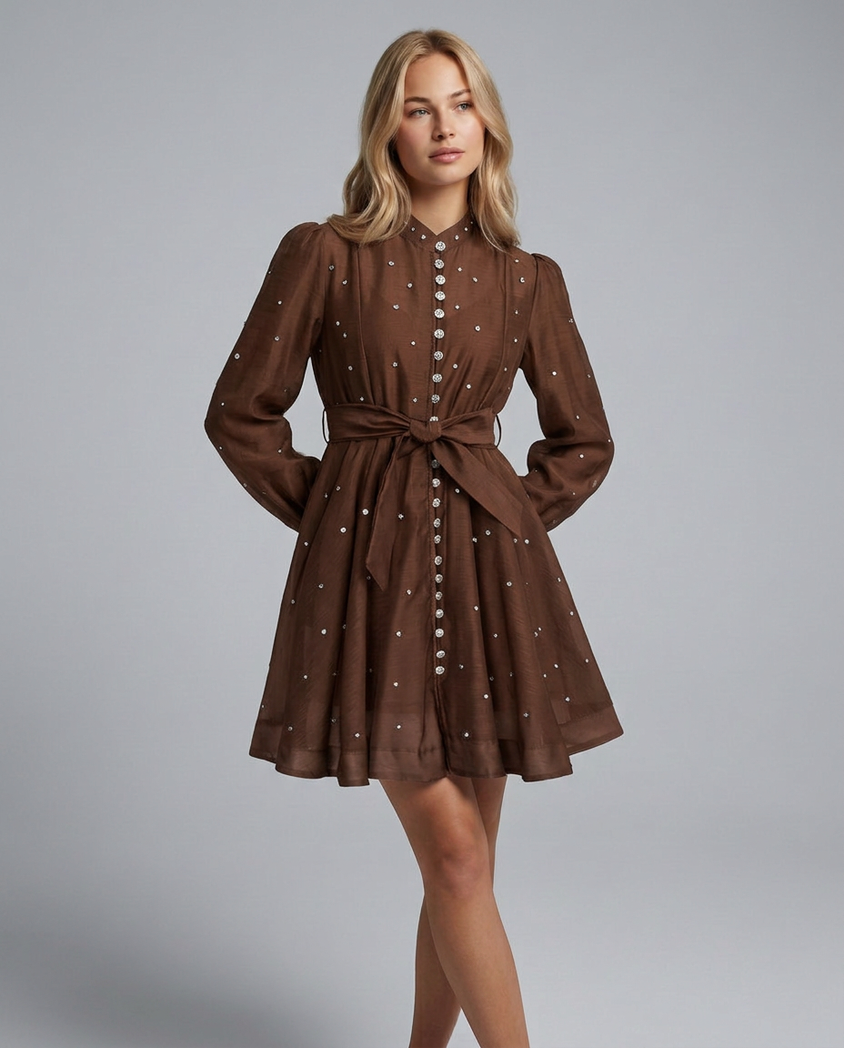 Ellie | Crystal Embellished Floral Print Mini Dress