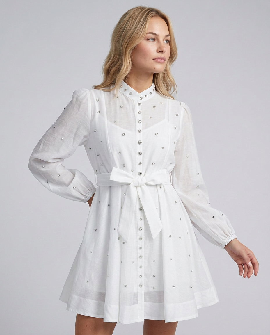 Ellie | Crystal Embellished Floral Print Mini Dress