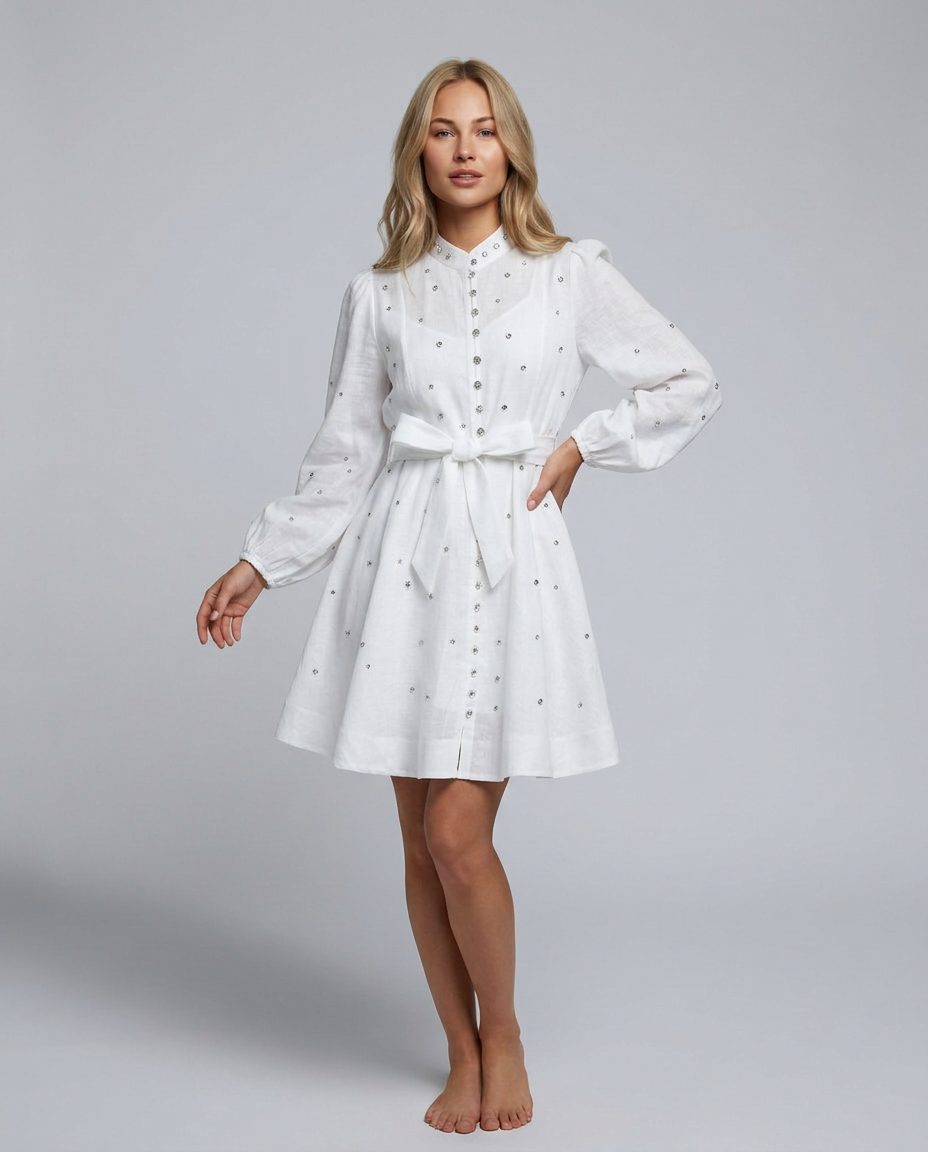 Ellie | Crystal Embellished Floral Print Mini Dress