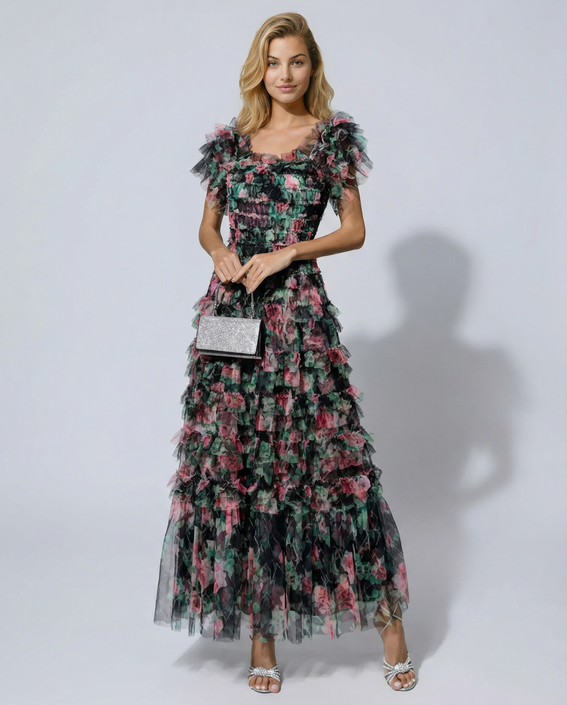 Anita | Maxi Dress with Floral Print and Ruffle Detail