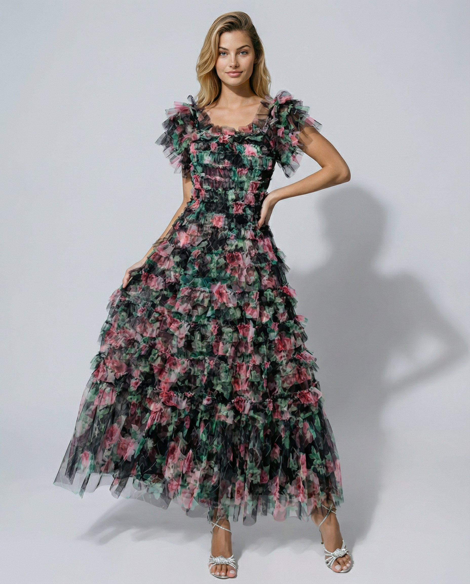 Anita | Maxi Dress with Floral Print and Ruffle Detail