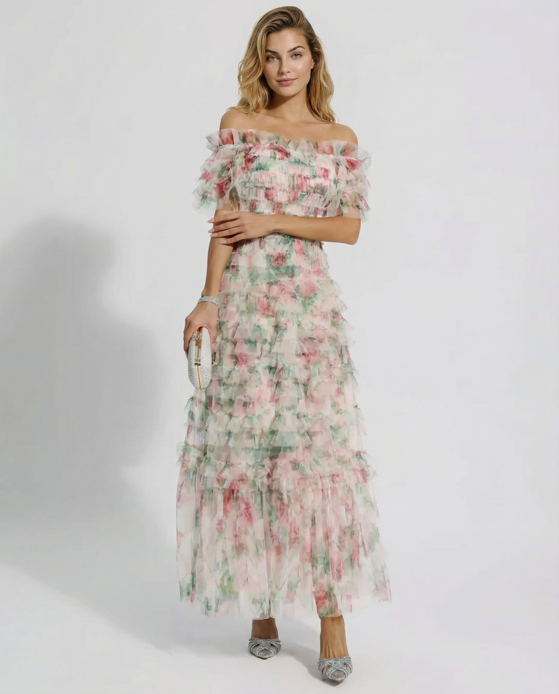 Anita | Maxi Dress with Floral Print and Ruffle Detail