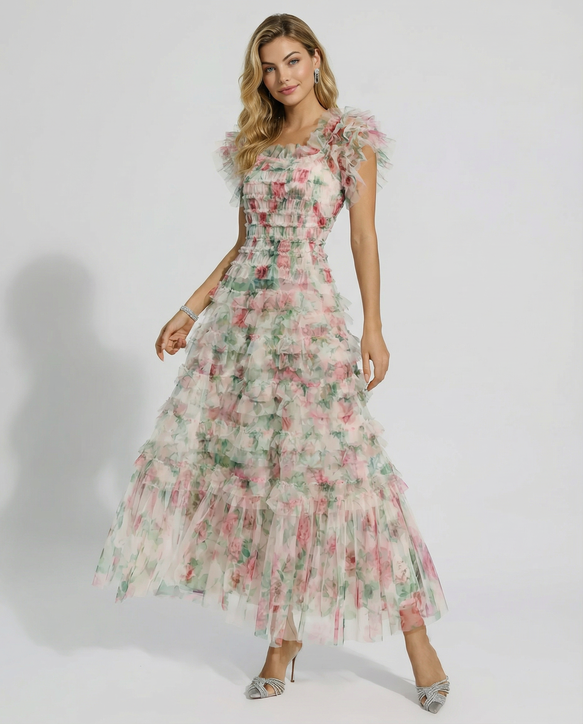Anita | Maxi Dress with Floral Print and Ruffle Detail