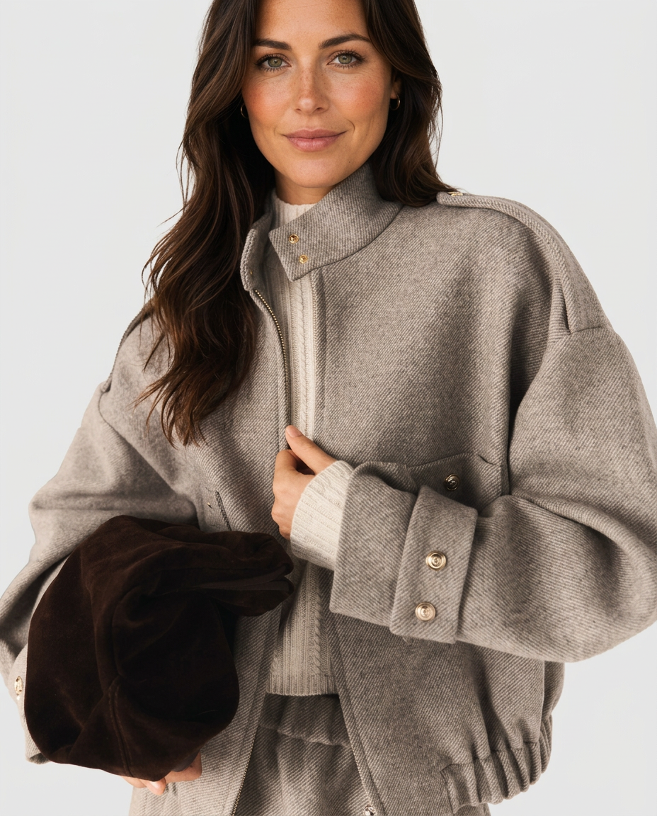 Talia | Oversized High-Collar Wool-Blend Jacket