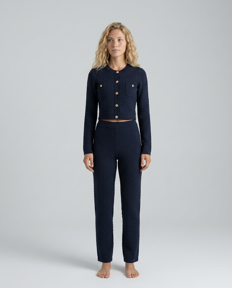 Bianca | Button-Front Crochet Knit Cardigan Top