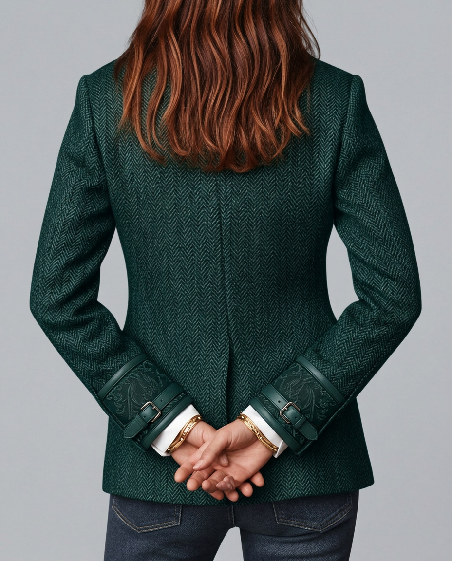 Skylar | Long Sleeve Herringbone Panel Blazer
